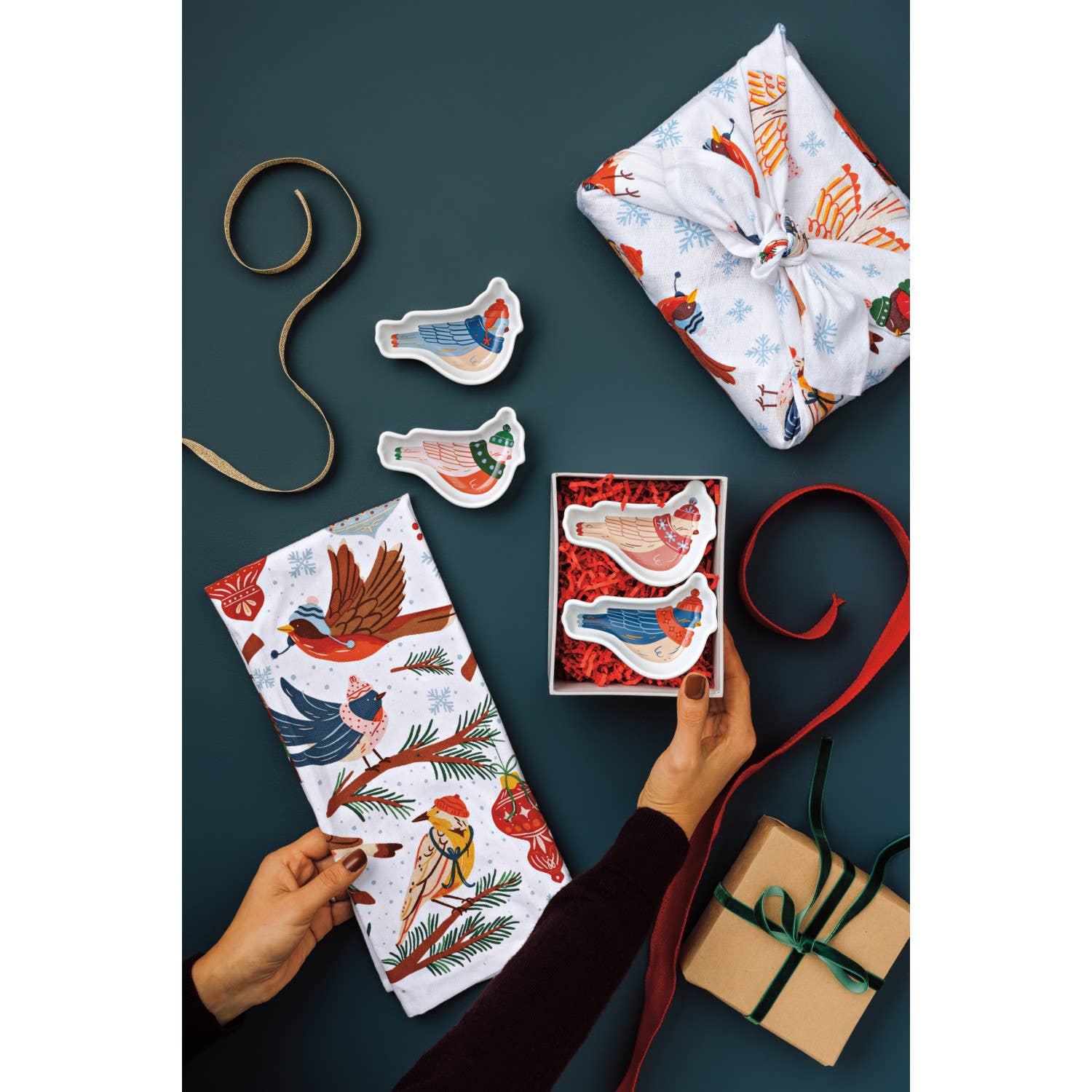 Danica Brands - Venta al por mayor Paños de cocina - Juego de 2 paños de cocina navideños "Jubilee Season's Tweetings"1