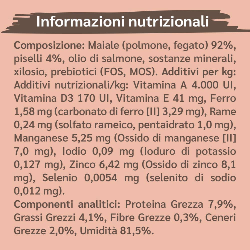 Pettech S.r.l. – Großhandel Tiernahrung – Hund – Schweinefleischragout mit Erbsen für ausgewachsene Hunde2