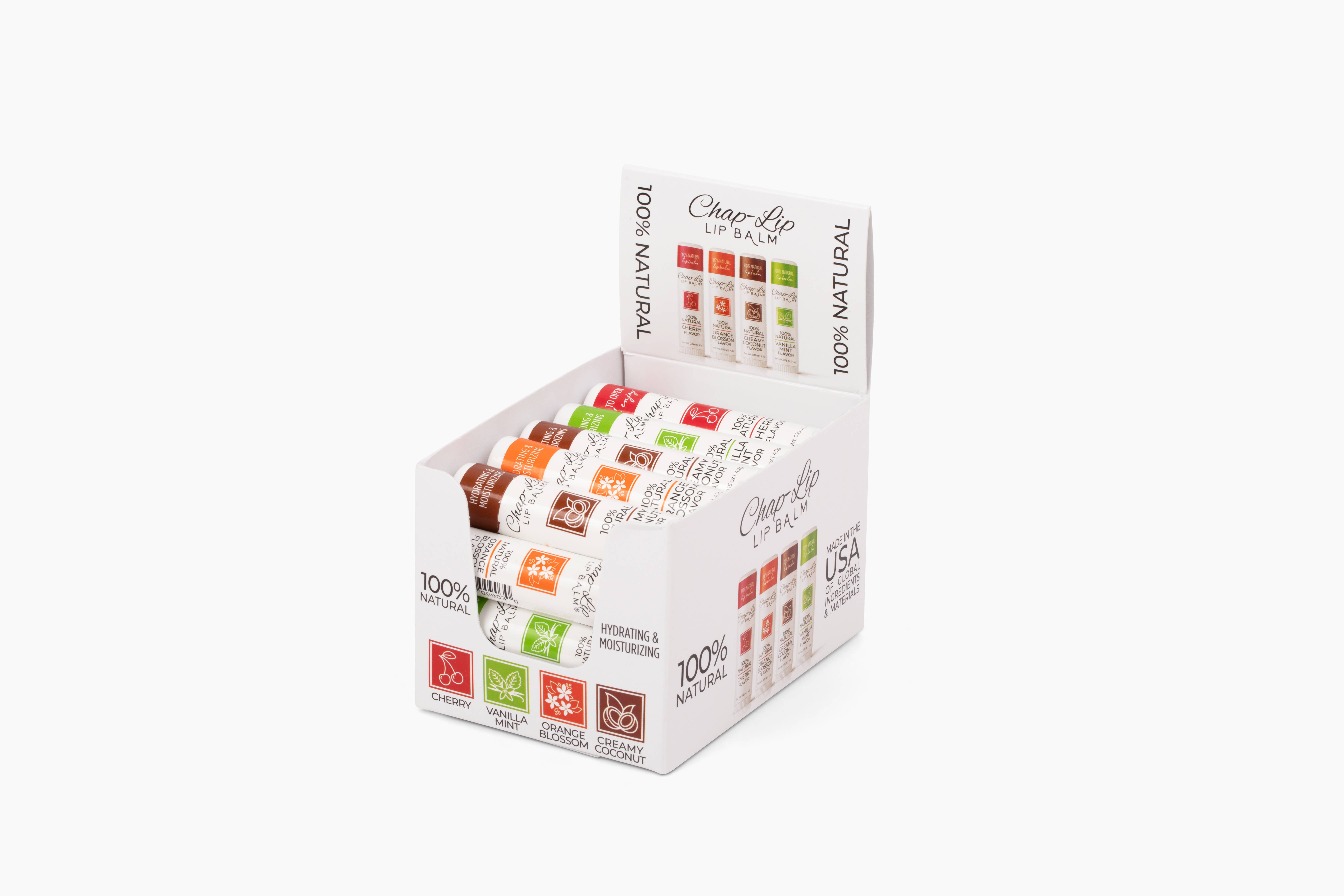 Chap-Lip - Vente Baumes à lèvres - Baume à lèvres Chap-Lip 100 % naturel (24 unités)