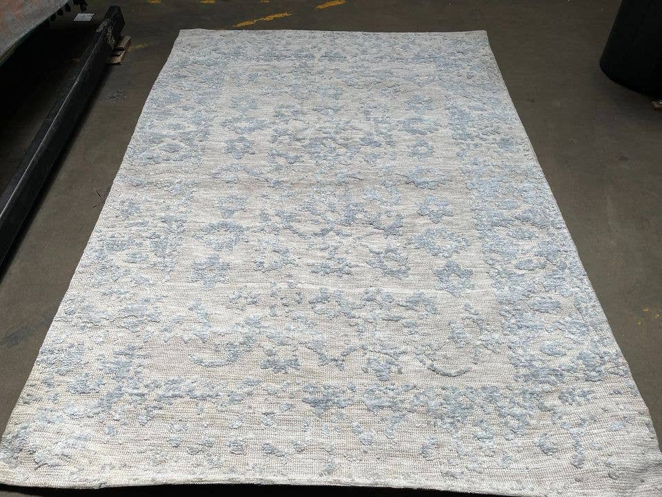 home mart goods - Wholesale Area Rug - 5'3"x7'6" Feet Viscose Wool Handmade Ivory Blue Area Rug1