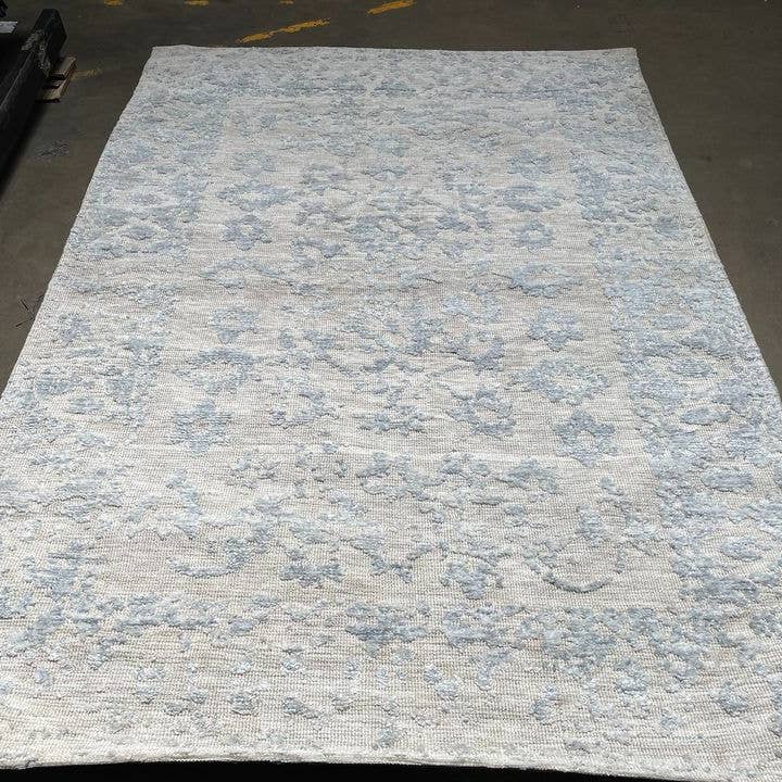 home mart goods - Wholesale Area Rug - 5'3"x7'6" Feet Viscose Wool Handmade Ivory Blue Area Rug1
