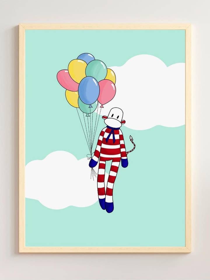 Green Balloons Circus Poster for wholesale by Monsieur Chaussette