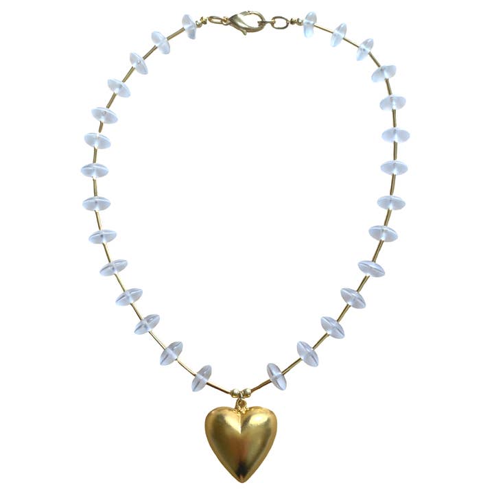 Puff Heart quartz Necklace for wholesale by Honey Rose & K Jewelry