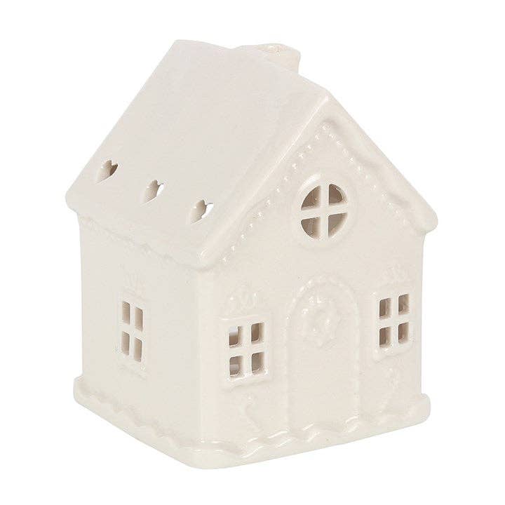 Something Different Wholesale - Wholesale Kaarsenhouder - Witte kerstkaarshouder Gingerbread House theelichtje3