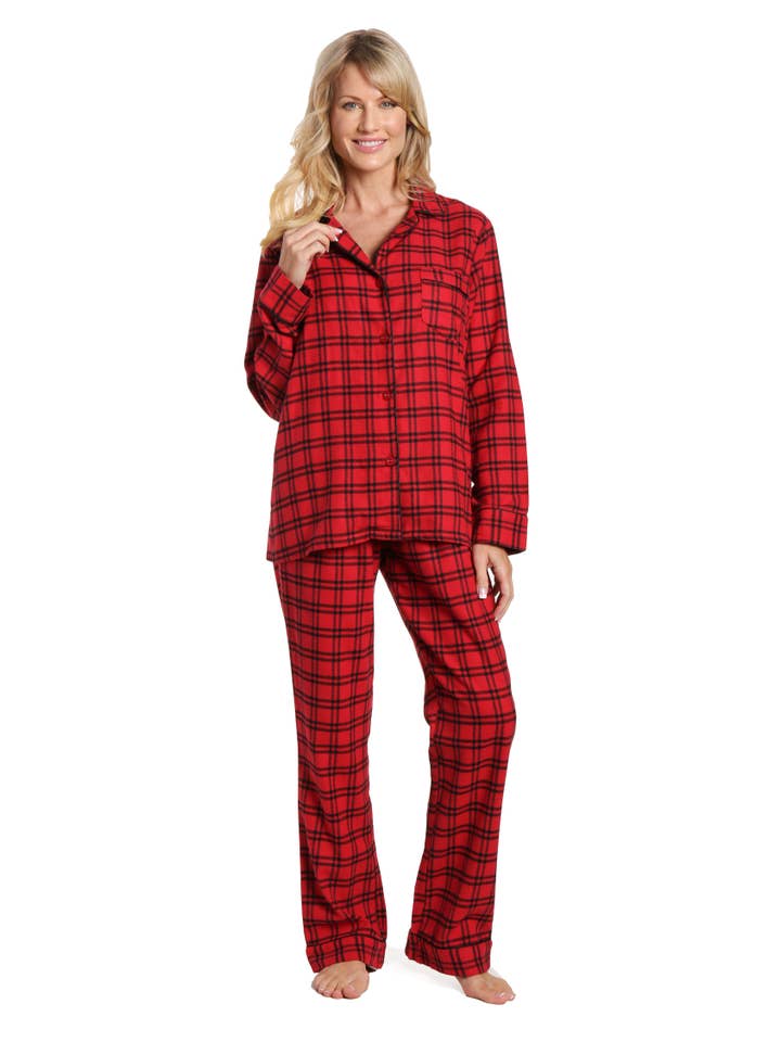 Dames 100% katoenen lichte flanellen pyjamaset voor wholesale door Noble Mount