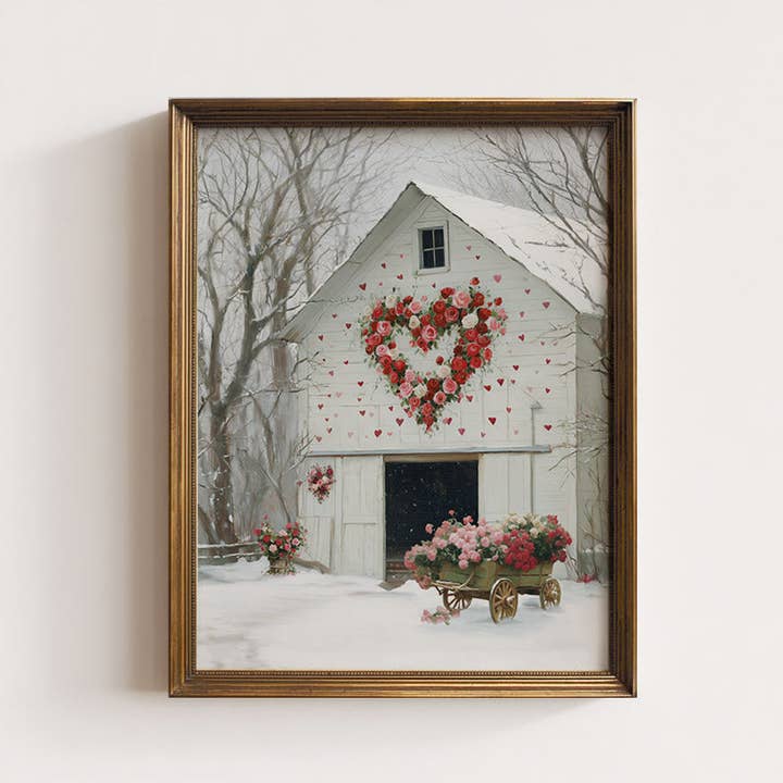 Valentine's Day Heart Barn Art Print for wholesale by Paper House Print Shop