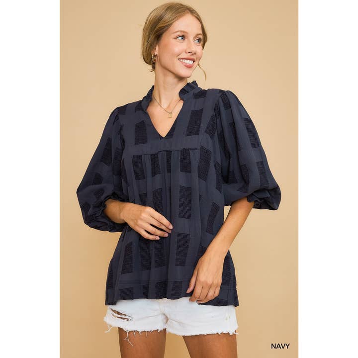 Jacquard High Neck Top for wholesale by STYLE USA