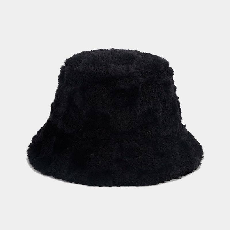Dipped Shop – wholesale Bucket hat – Women's – Winter Fuzzy Trendy Plaid Thick Warm Bucket Hat DP25G7460