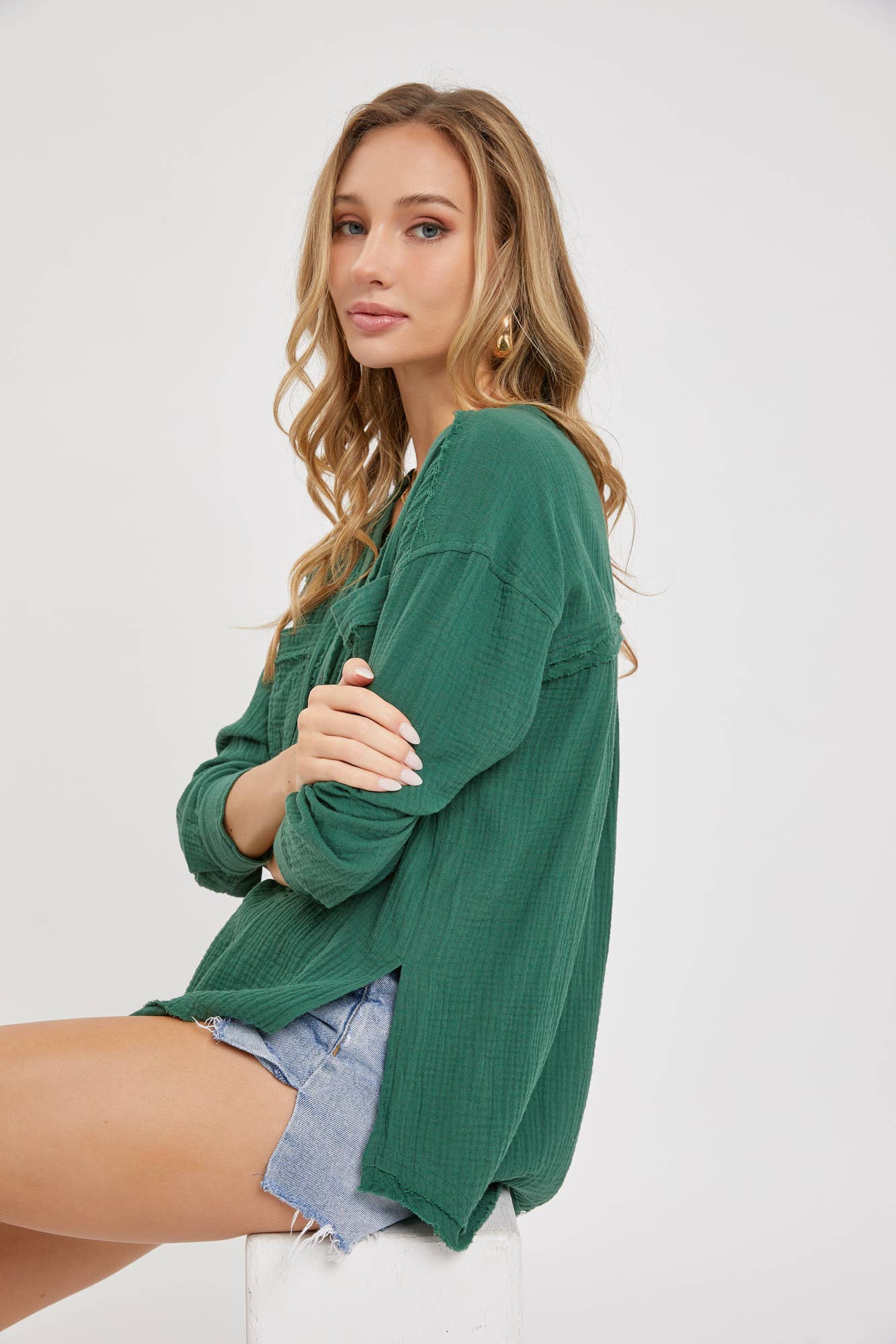 Sweet Lovely by Jen – wholesale Buttoned-down shirt – Women's – SW1507 BUTTON DOWN TOP4