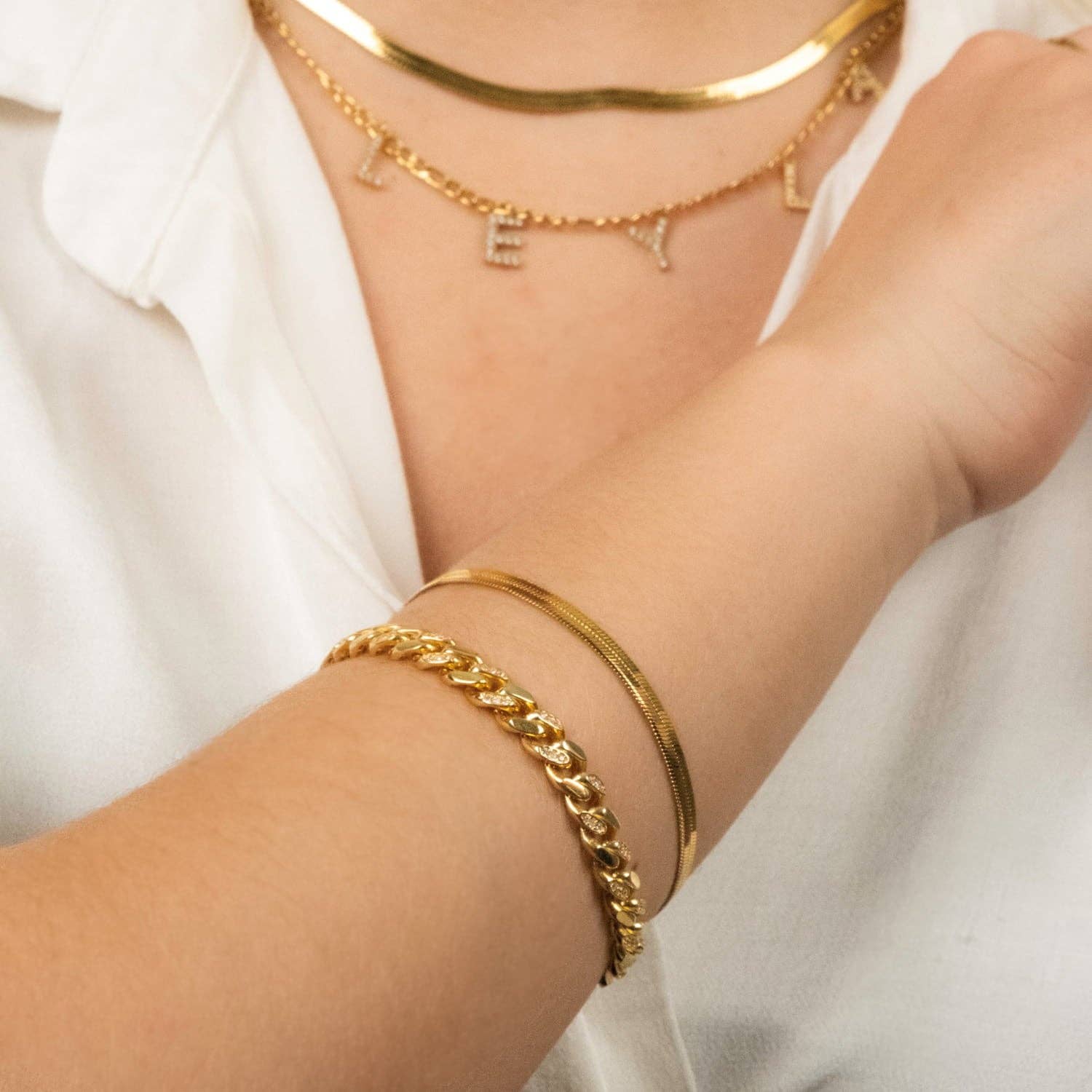 Schmuckgroßhandel - Wholesale Link & Chain Bracelet - Snake Skin | 18k gold plated bracelet1