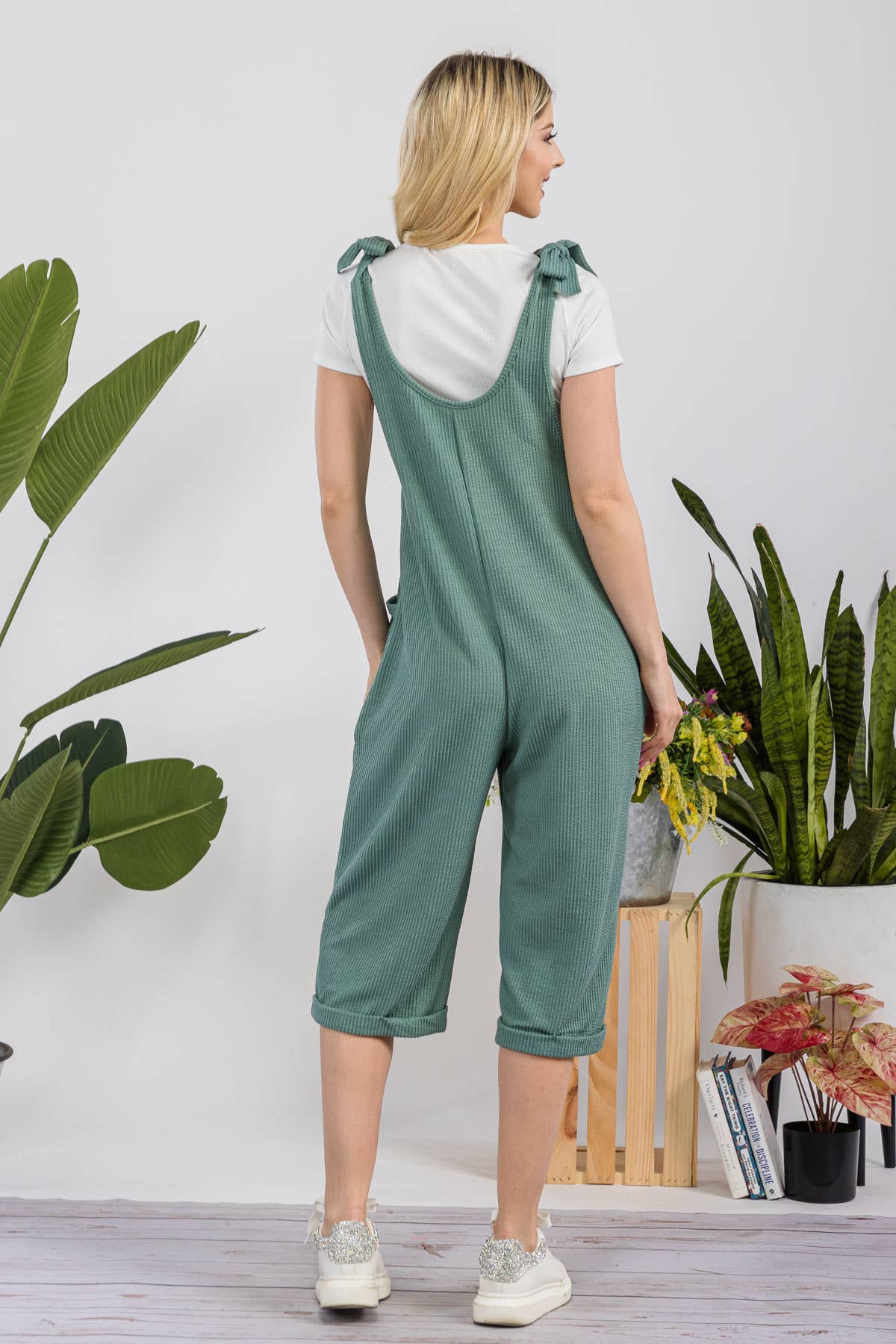 Celeste Clothing – Engroshandel Jumpsuit - Dame – CASUAL RIB CAPRI JUMPSUIT MED LOMMER -CP3387314