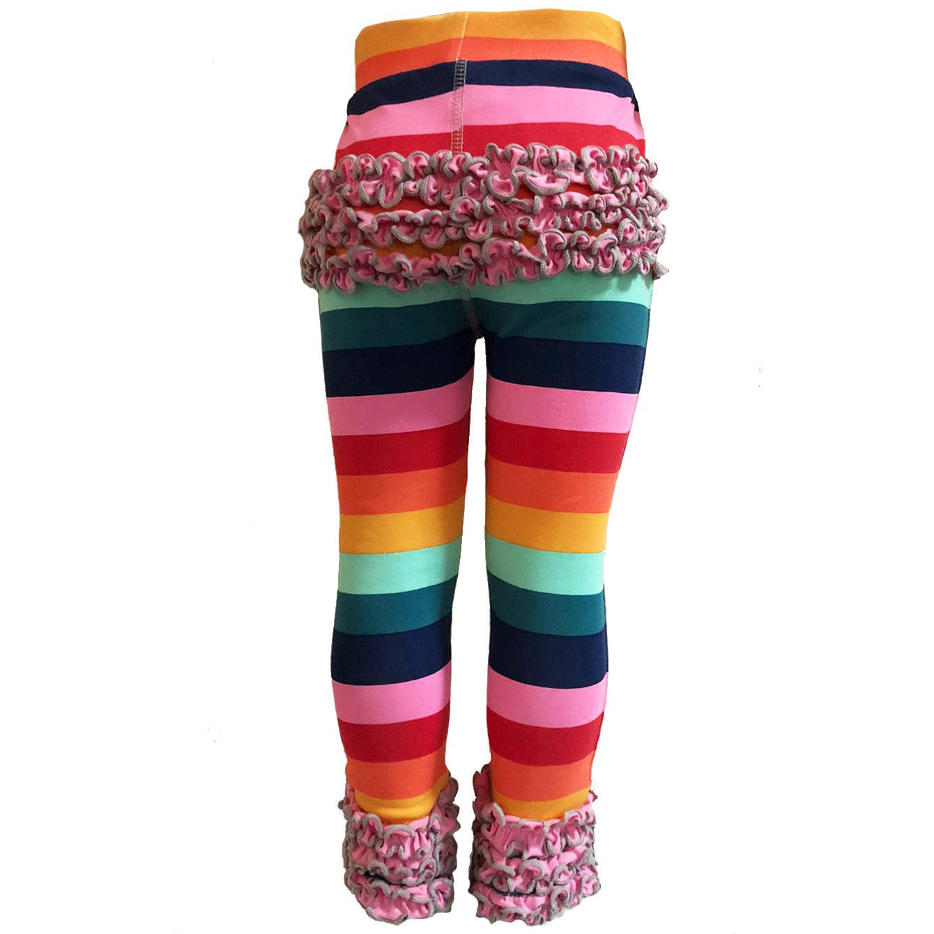 AnnLoren – Großhandel Fashion-Leggings – Kinder – Regenbogen-Leggings mit Rüschen für Mädchen, weiche Kinderkleidung10