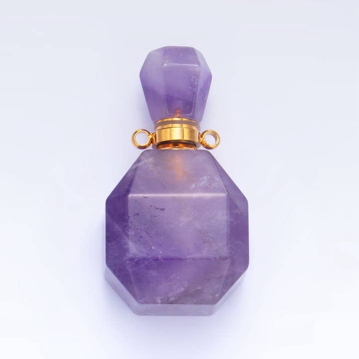 Aim Eternal - Wholesale Individual charm/pendant - Dainty Square Perfume Bottle Charm Amazonite Amethyst Aventurine Gemstone Essential Oil Bottle Pendant1