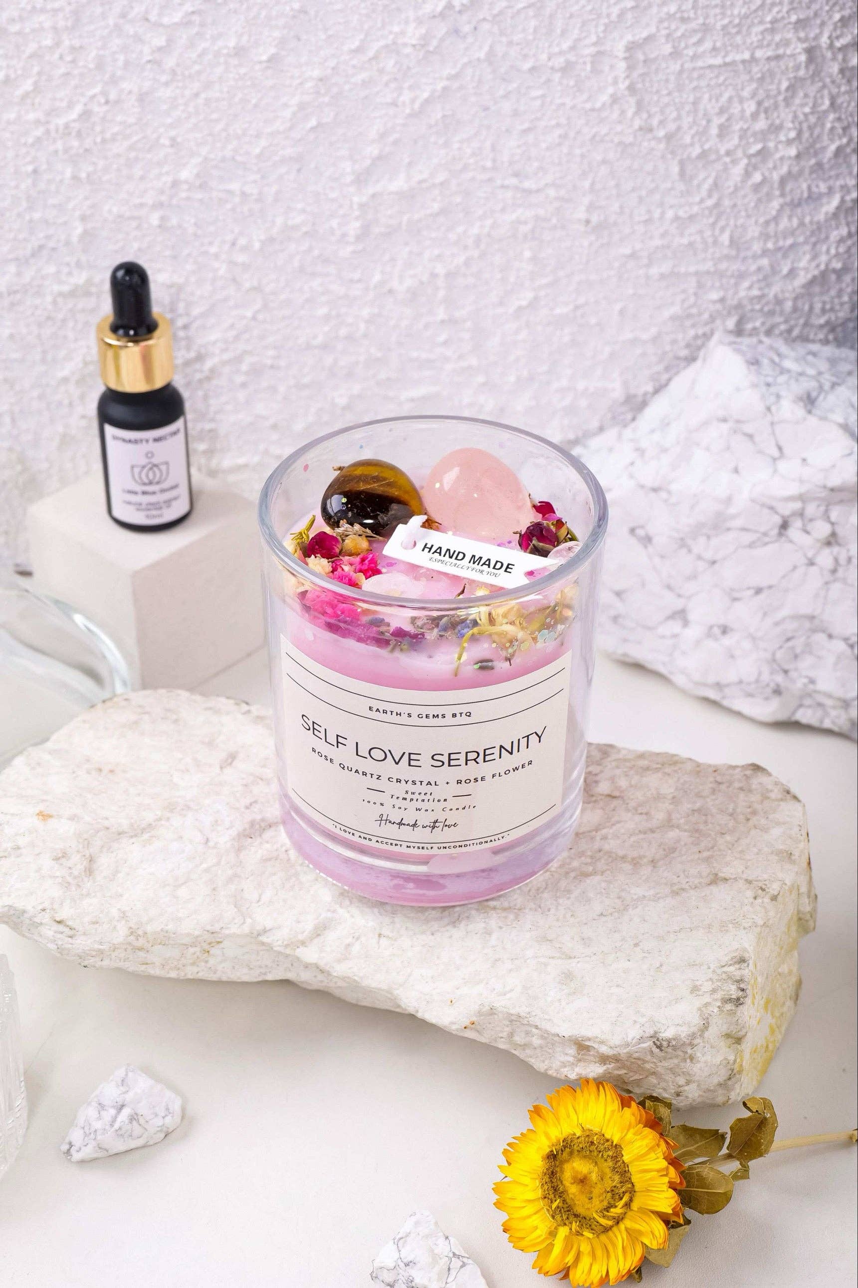 Earth's Gems BTQ – wholesale Burkljus – Kristallintentionljus – Helande ädelstensljus av sojavax för ritualer och medvetet liv5