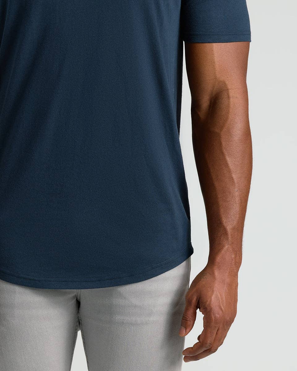 True Classic - Wholesale T-Shirt - Men's - Navy Short Sleeve Tall Curved Hem Crew5