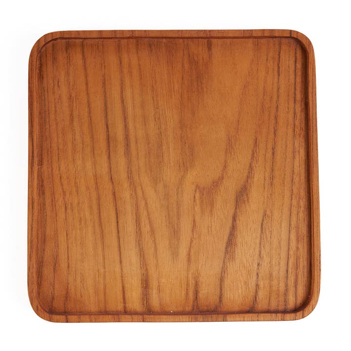 The Teak Square Plate - Natural - M for wholesale by Bazar Bizar Living
