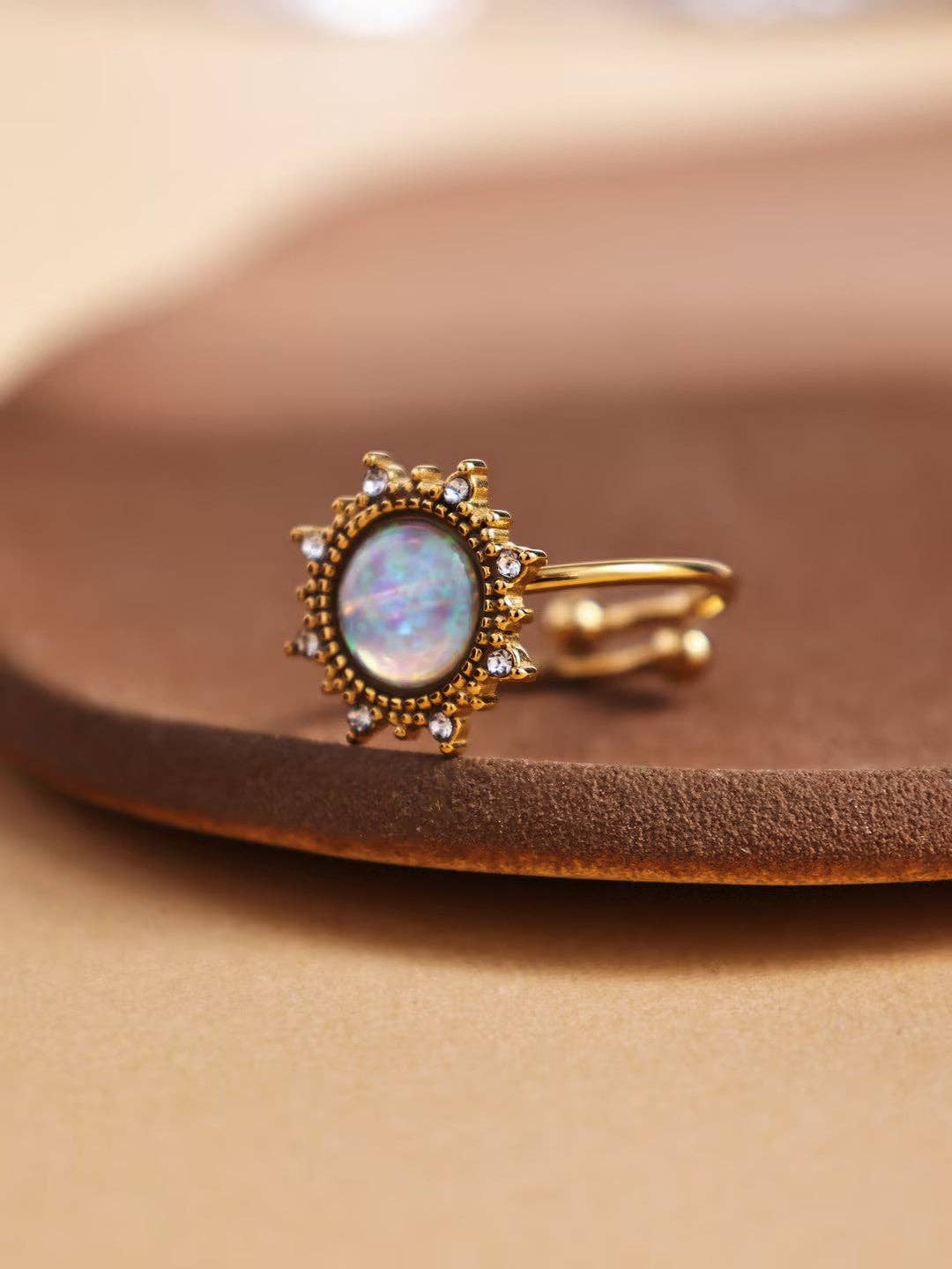 Revelari – wholesale Cocktail/statement ring – Opal Sunburst Halo Ring1