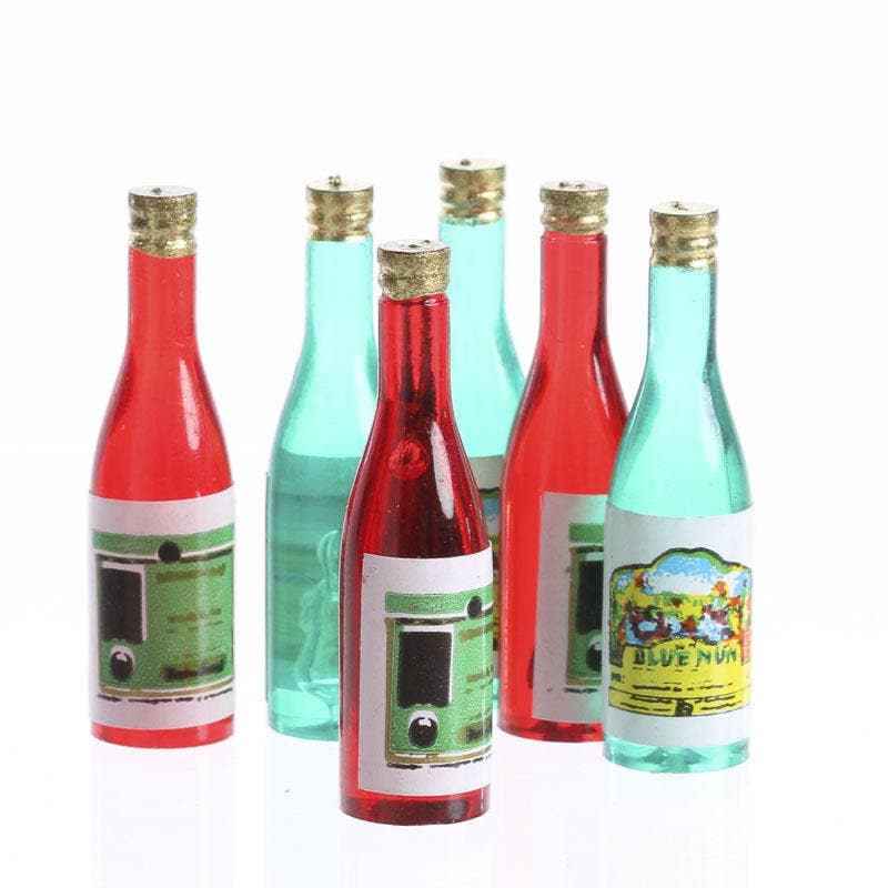 Factory Direct Craft - Wholesale Tafelbladdecoratie - Miniatuur wijnfles 1-1/4" voor poppenhuis (set van 6)2