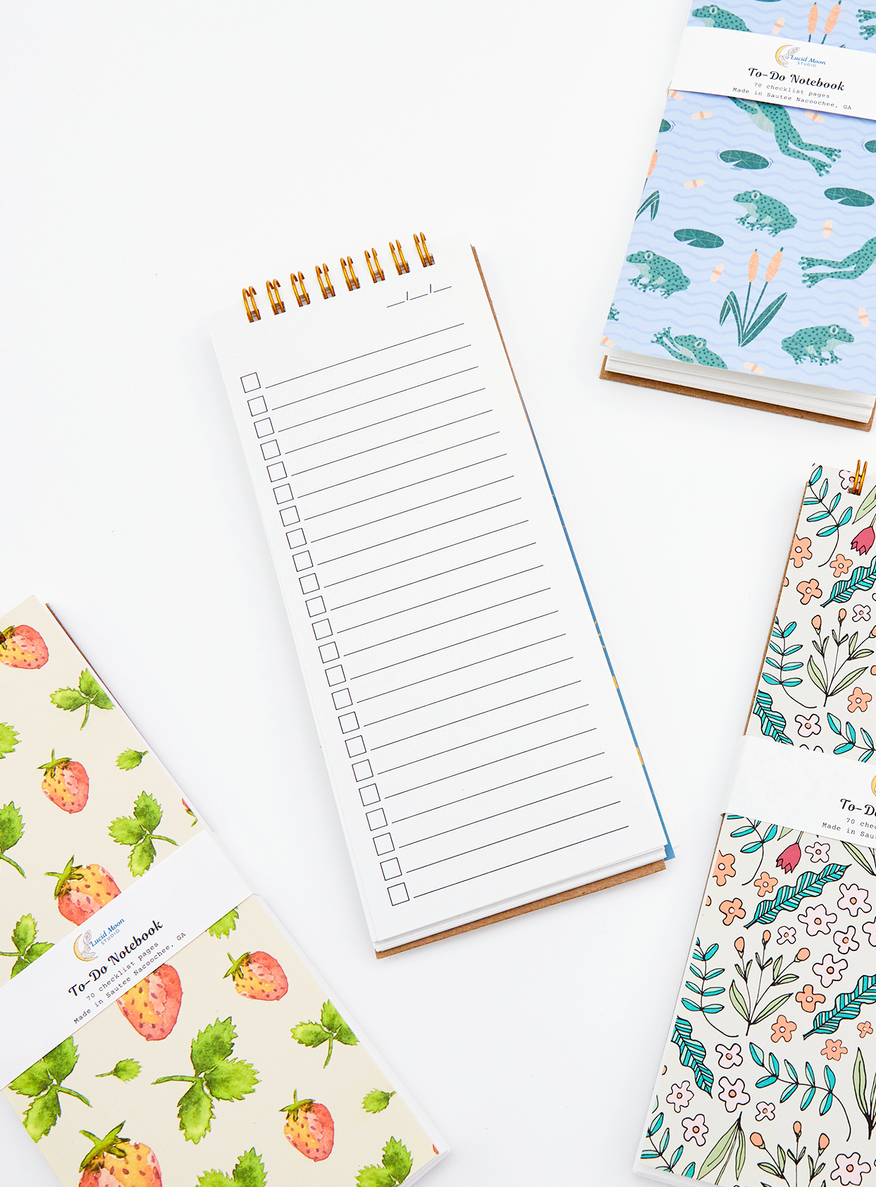 Lucid Moon Studio, LLC – Engroshandel Notesbog – Jordbærmarker Top Spiral To-Do Liste Tjekliste Notesbog3