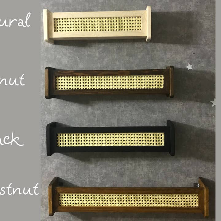 Natural Wall Mount Rattan Shelf Montessori for Kids, Nursery, Boho for wholesale on Faire5