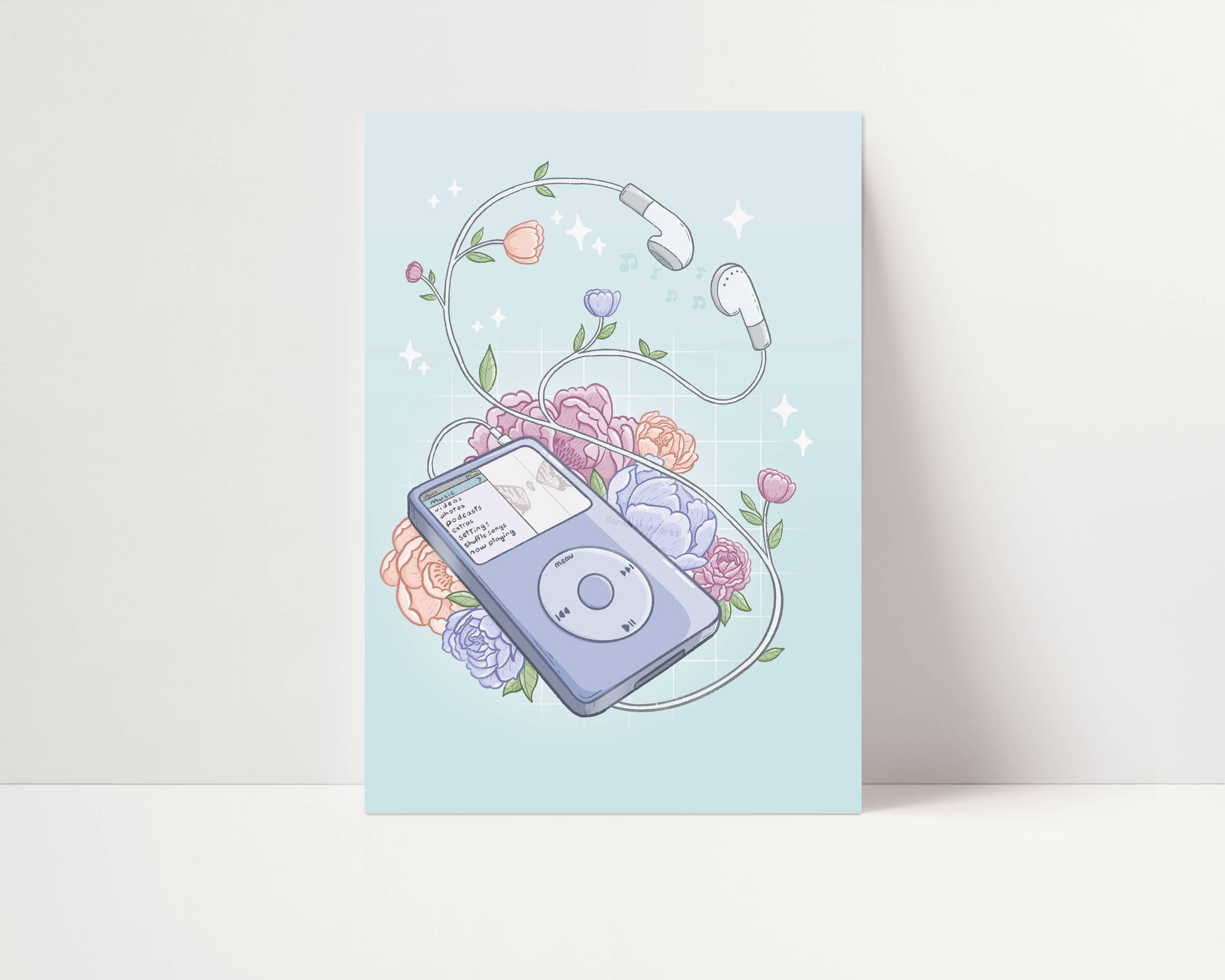Sarah May Arts - Wholesale Art Print - iPod Classic Print | Retro Nostalgic Floral Art2