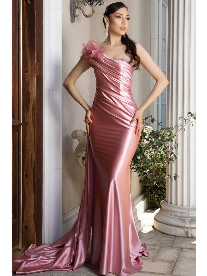 Babyfox Apparel – Großhandel Abendkleid – Damen – Einteiliges Kleid mit 3D-Blumenapplikationen aus Satin im Etui-Stil19