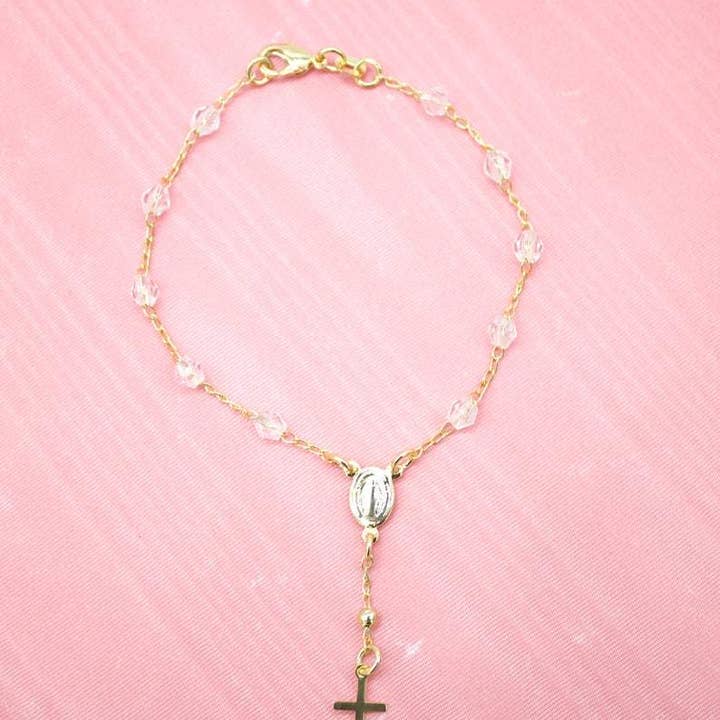 18K Gold Filled Cross And Virgin Mary Charm (I226A) for wholesale by MIA Jewelry