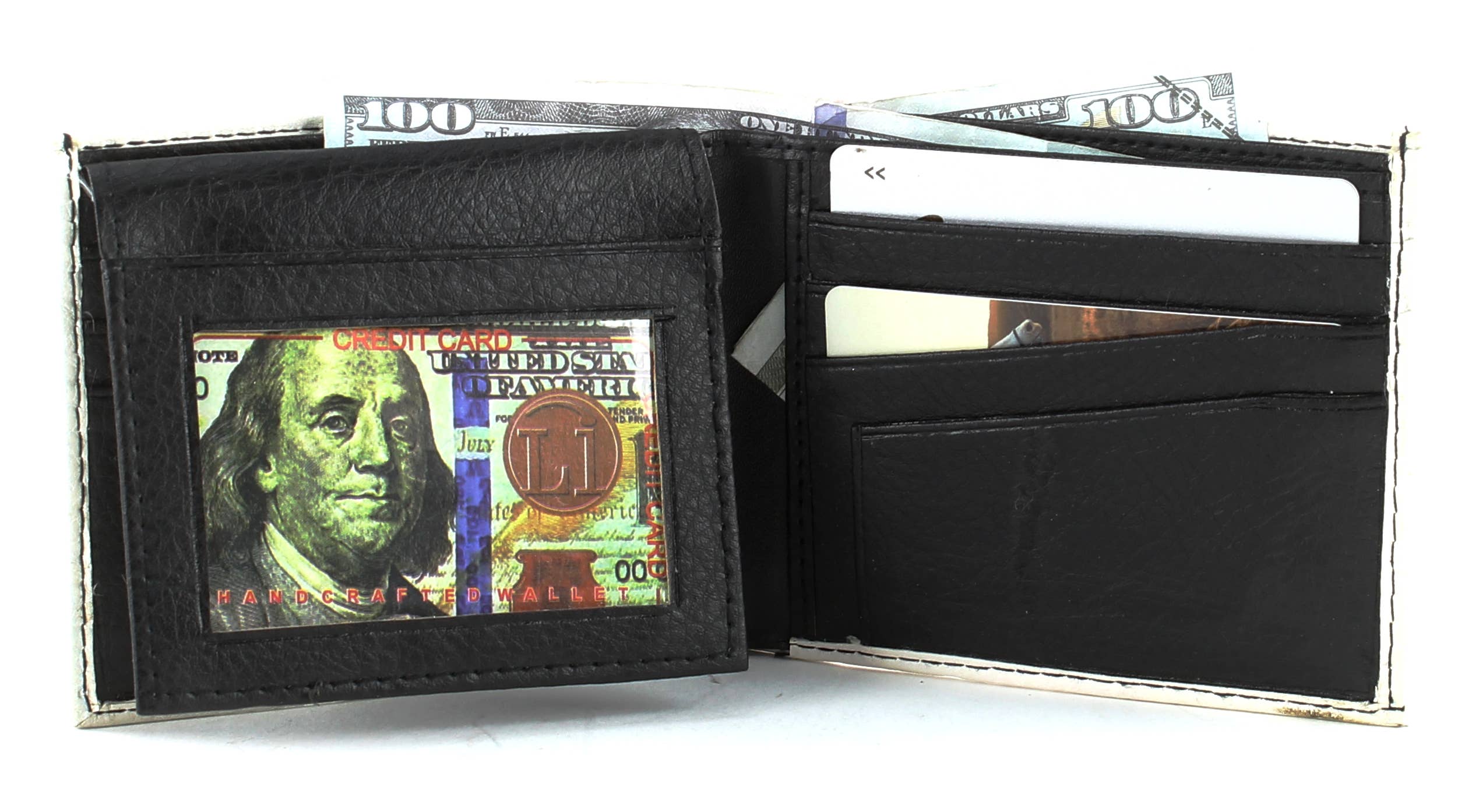 Leather Impressions Inc – wholesale Wallet - Men’s – New $100 Dollar Bill Vegan Leather Bi-fold Wallet # VL 5017