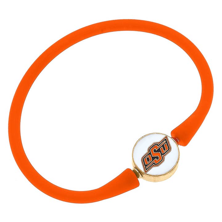 Canvas Style - Wholesale Bangle Bracelet - Oklahoma State Cowboys Enamel Silicone Bali Bracelet