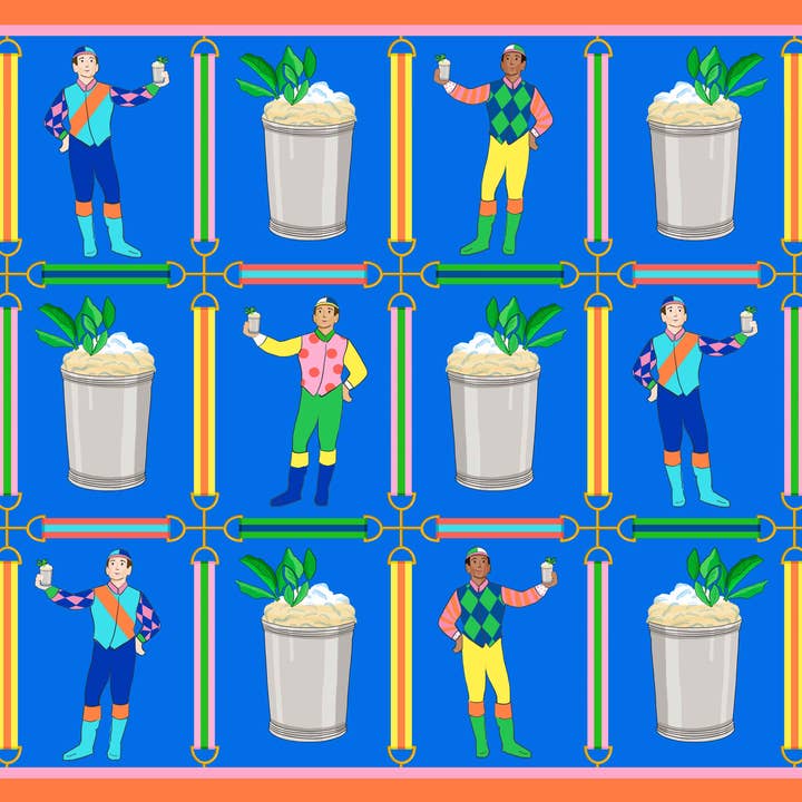 Jockeys & Juleps Derby Paper Placemat Pad, Blue Ribbon for wholesale by Taylor Beach Design