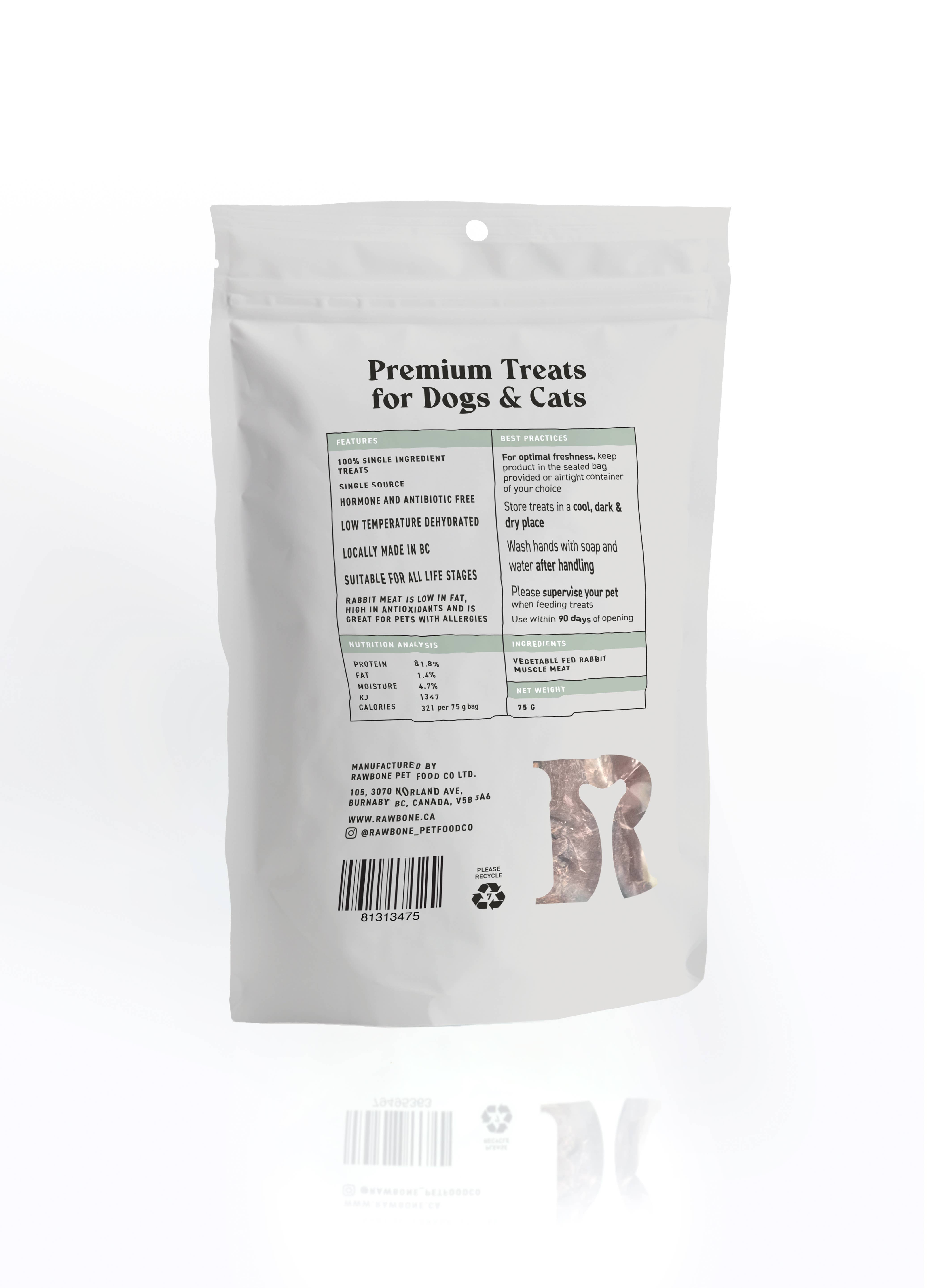 Rawbone - Wholesale Pet Treats - Dog - Rawbone Premium Rabbit Krisps – 75 g1