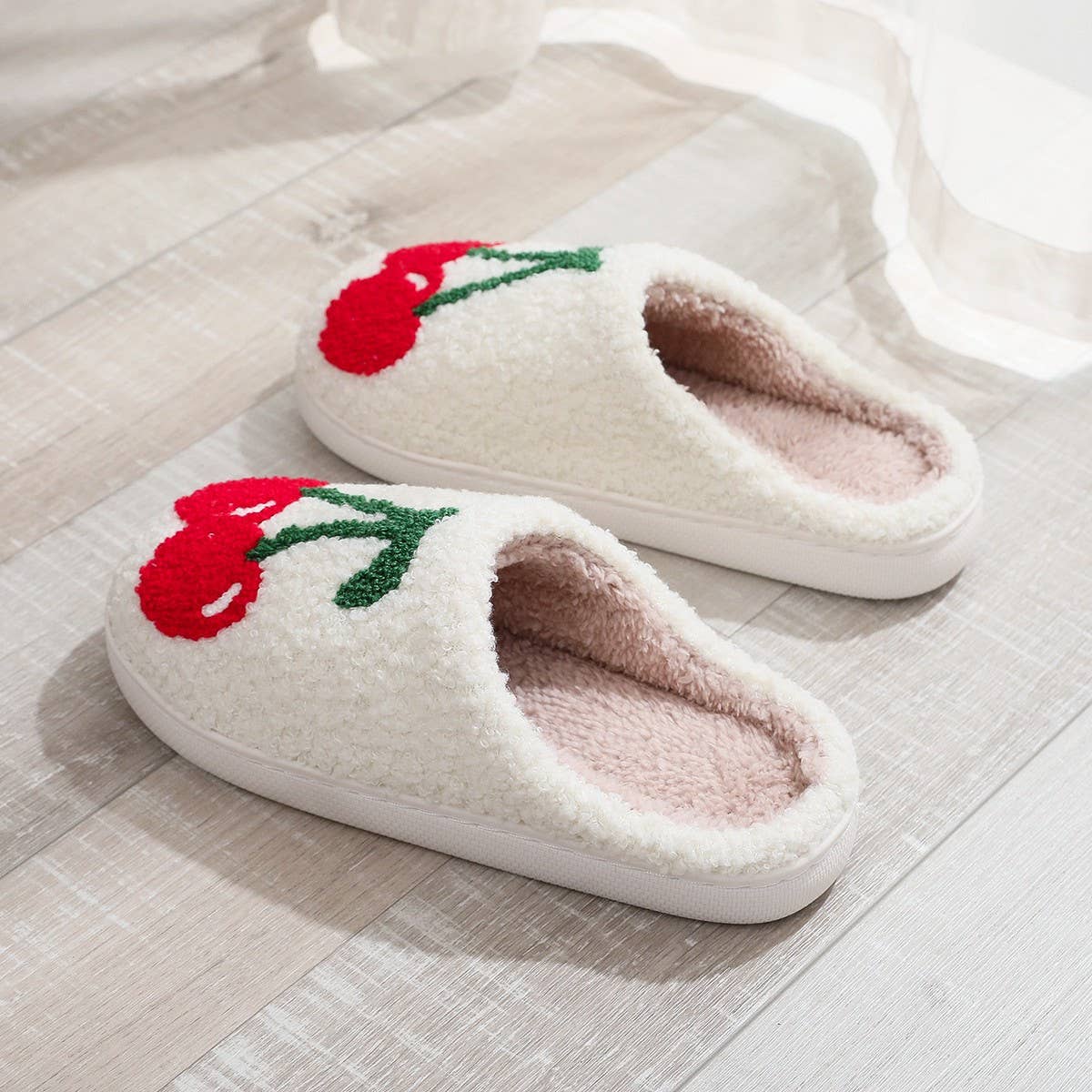 TYPE  CUTE CHERRY EMBROIDERED COTTON SLIPPERS_CWSHS0453 for wholesale on Faire3
