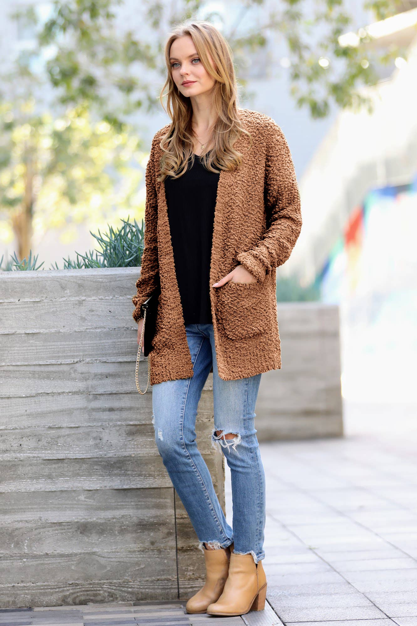 42POPS - Wholesale Cardigan - Women's - Popcorn Sweater Cardigan w/ Pockets42