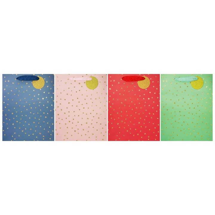 Angels Craft - Wholesale Gift Bag - Everyday Gift Bag - Pastel color with Gold dots, 4 styles