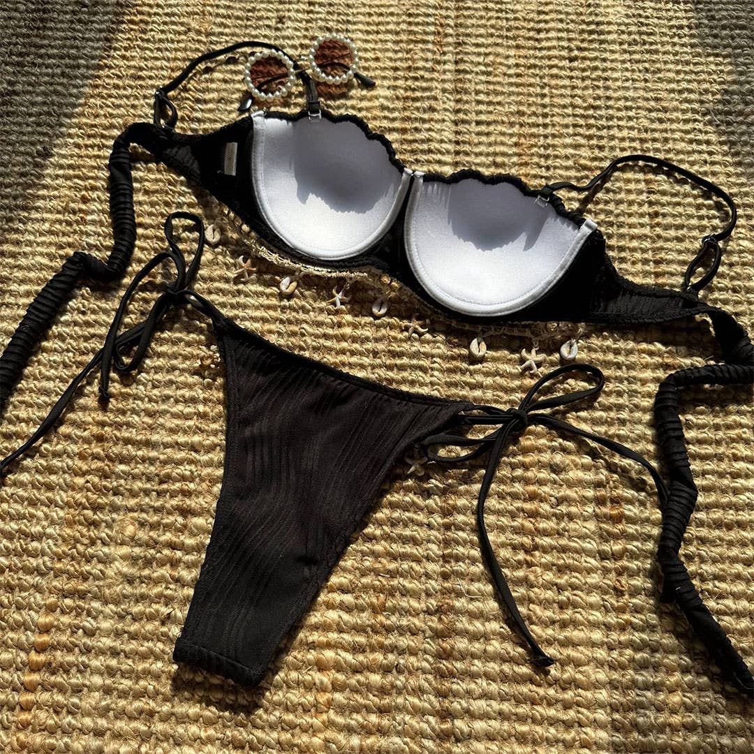 UNISHE - Wholesale Two Piece Swimsuit - Women's - Solid Color Shell Petal Decor Sexy Two-Piece Swimsuit ZK275514