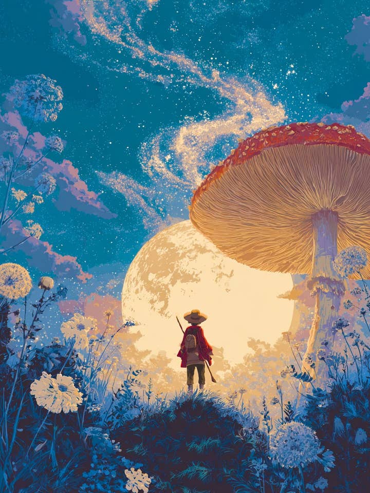 Jätteflugsvamp Magisk Svamp Mystisk Konsttryck - 8"x10" Konstverk för 11"x14" Ram för wholesale av Mowbi