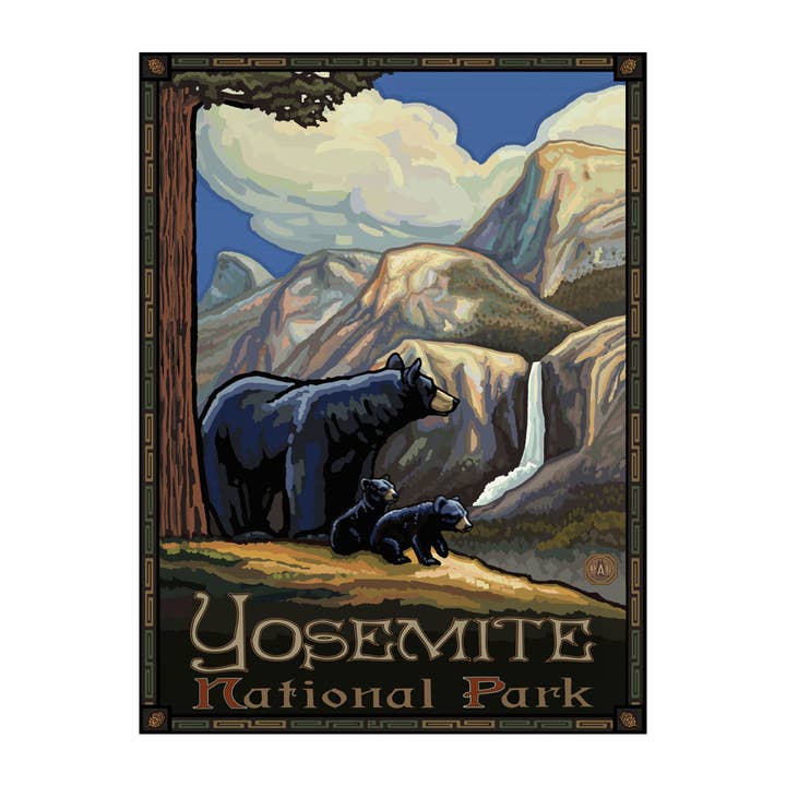 PAL-0095 En sort bjørn i Yosemite National Park 9x12 Udskriv for engroshandel hos Art of Place