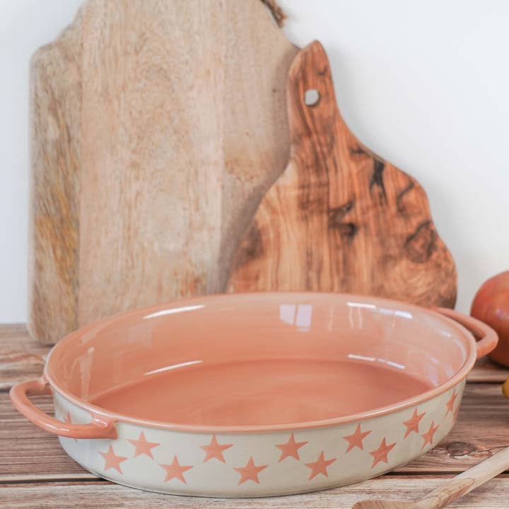 Pink oval dish stars 36×23,3×5,7 cm Isabelle Rose for wholesale by Isabelle Rose