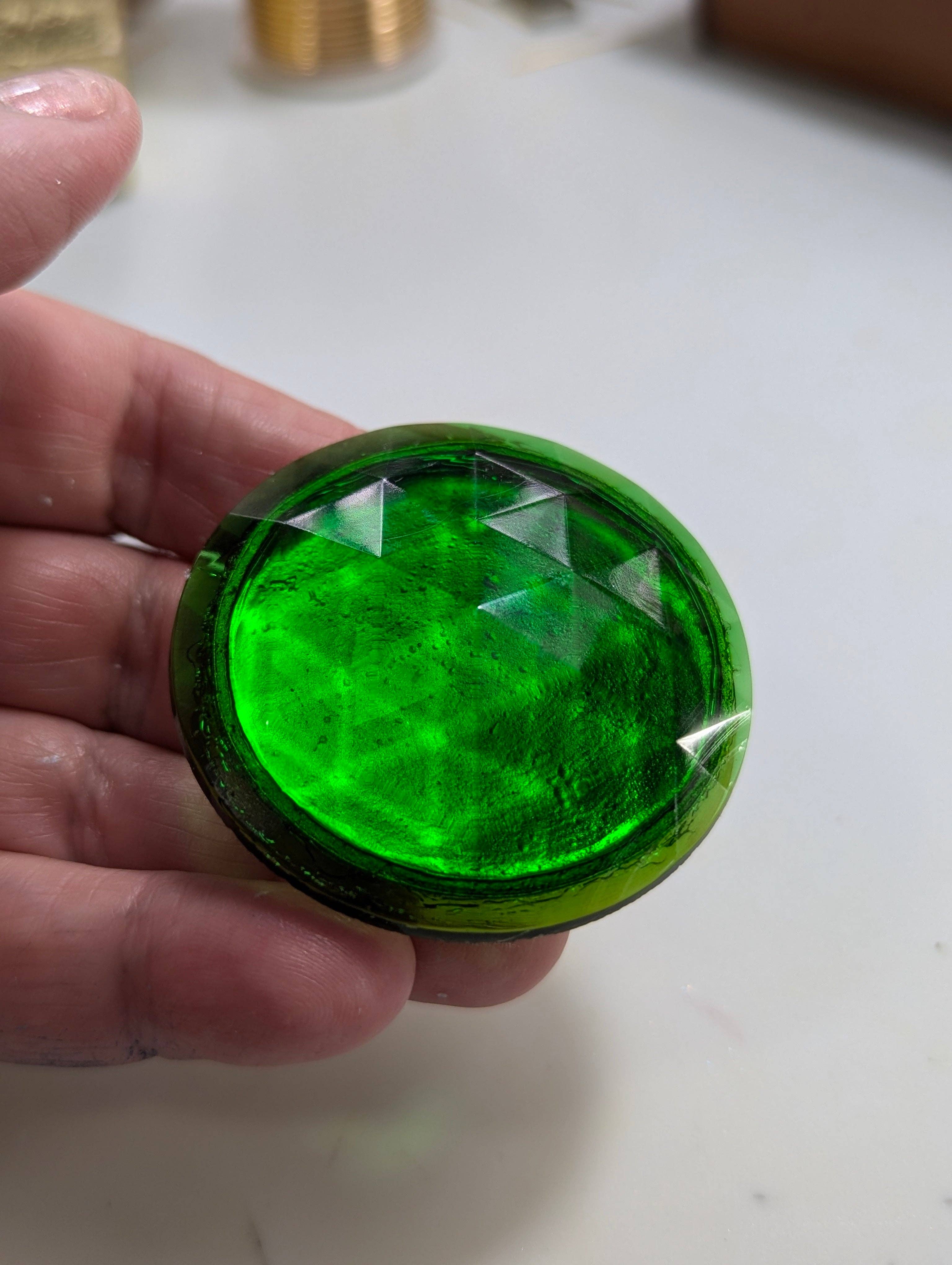 Gay Isber Designs - Wholesale Cocktail/Statement Ring - Jumbo Vintage Green-Faceted Stone Ring - Unisex, Adjustable Gold-Plated Base - Free Shipping in the US5