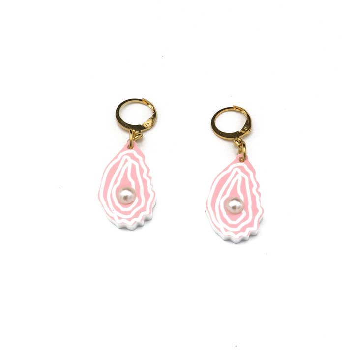Mini Pink Oyster Charm Earring for wholesale by dconstruct