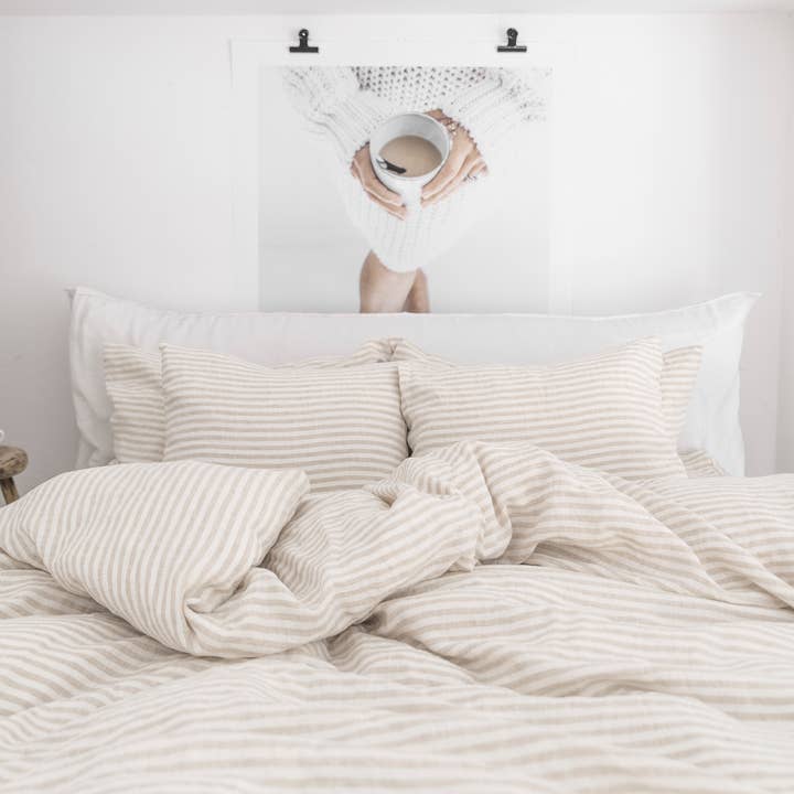 MagicLinen - Wholesale Duvet Cover - Striped in Natural Duvet Cover