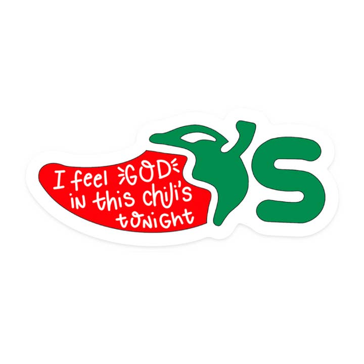 God in This Chili's Sticker for wholesale by Sammy Gorin LLC
