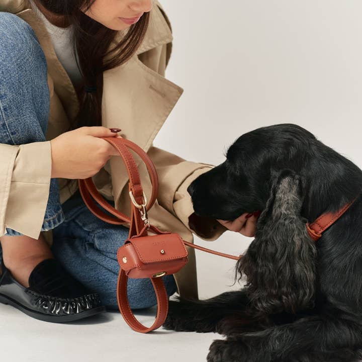 CAFIDE - Wholesale Pet Poop Bag Dispenser - Vegan Leather Brown Bag Holder, Jala3