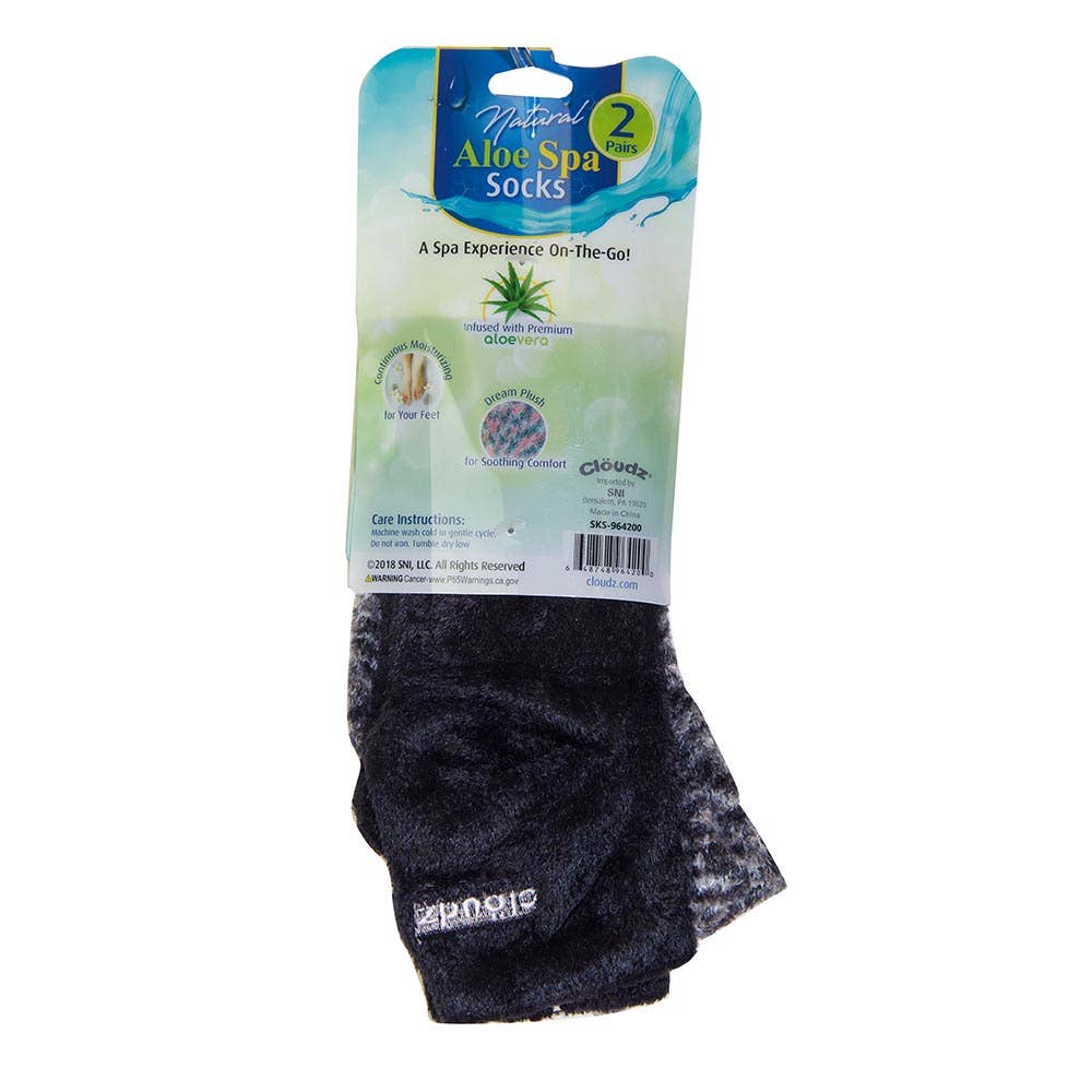 Cloudz - Wholesale Socks - Unisex - Cloudz Natural Aloe Vera Spa Socks - Black (2-Pair)2