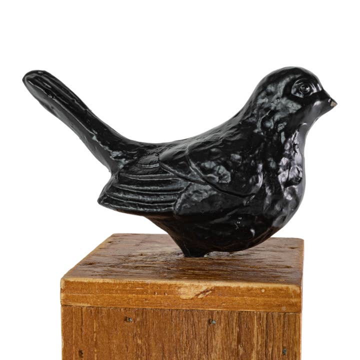 Foreside Home & Garden - Wholesale Decorative Figurine - SALE - Audrey Black Bird Figure Cast Iron Wood Base4