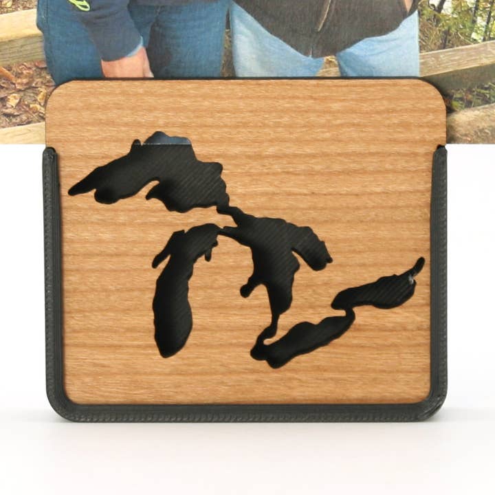 Cherry MDF Great Lakes Photo Stand – Black Holder for wholesale by G3 Studios