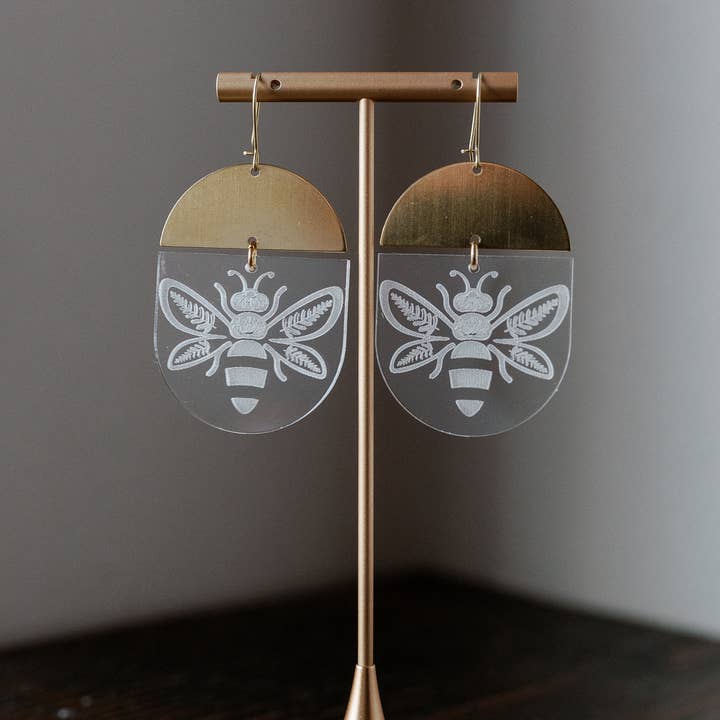 Splendor and Stone - Wholesale Dangle Earrings - Aibelle Clear