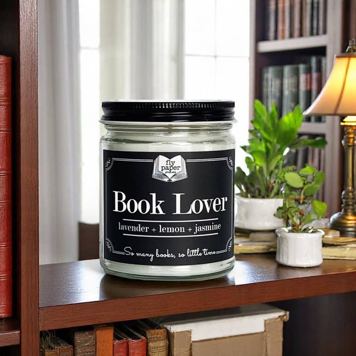 Fly Paper Products - Wholesale Jar/Filled Candle - Book Lover 9oz Glass Candle - the G.O.A.T. seller!