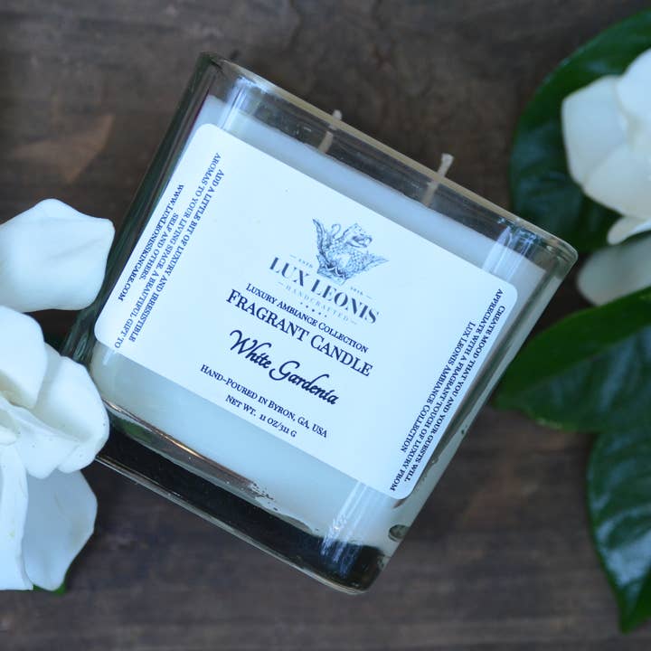 White Gardenia Artisan Candle for wholesale by Lux Leonis