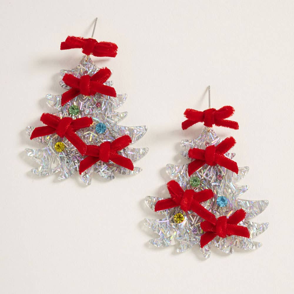 Sensibling Corp. - Vente Boucles d'oreilles pendantes - Boucles d'oreilles pendantes arbre de Noël ornées de nœuds4